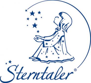 Sterntaler  Mädchenhut Fb. blau-meliert mit Herz/Blumenapplikation